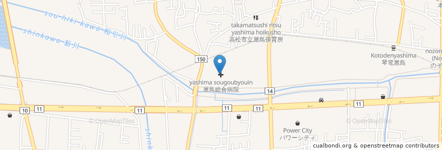 Mapa de ubicacion de 屋島総合病院 en ژاپن, 香川県, 高松市.