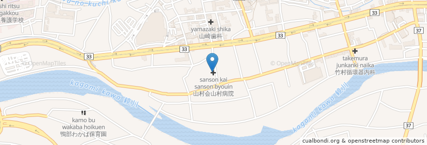 Mapa de ubicacion de 山村会山村病院 en Japan, Kochi Prefecture, Kochi.