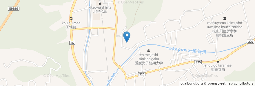 Mapa de ubicacion de 山田保育園 en Giappone, Prefettura Di Ehime, 宇和島市.