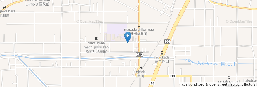 Mapa de ubicacion de 岡田郵便局 en 日本, 愛媛県, 伊予郡, 松前町.