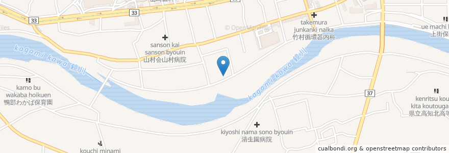 Mapa de ubicacion de 川村会川村病院 en Japão, 高知県, 高知市.