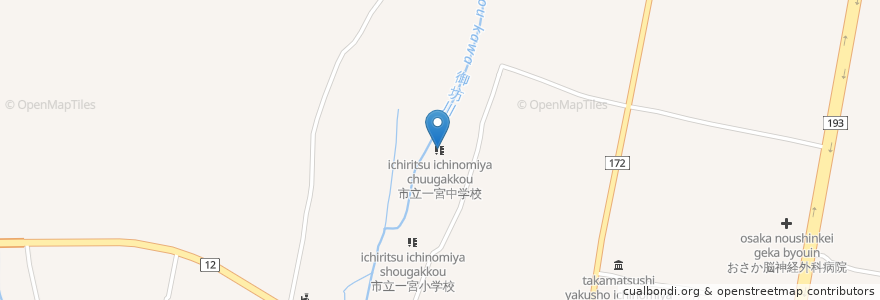 Mapa de ubicacion de 市立一宮中学校 en Japon, Préfecture De Kagawa, 高松市.