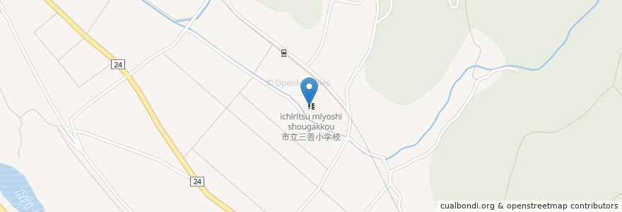 Mapa de ubicacion de 市立三善小学校 en Japonya, 愛媛県, 大洲市.
