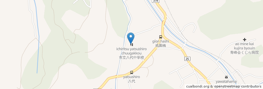 Mapa de ubicacion de 市立八代中学校 en Japón, Prefectura De Ehime, 八幡浜市.