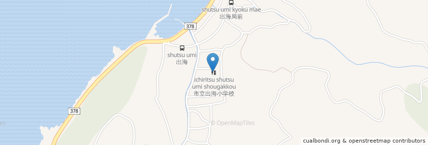 Mapa de ubicacion de 市立出海小学校 en Japonya, 愛媛県, 大洲市.