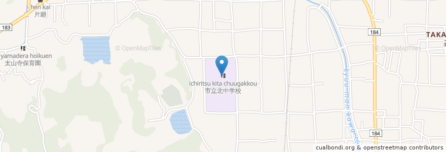 Mapa de ubicacion de 市立北中学校 en Japan, Ehime Prefecture, Matsuyama.