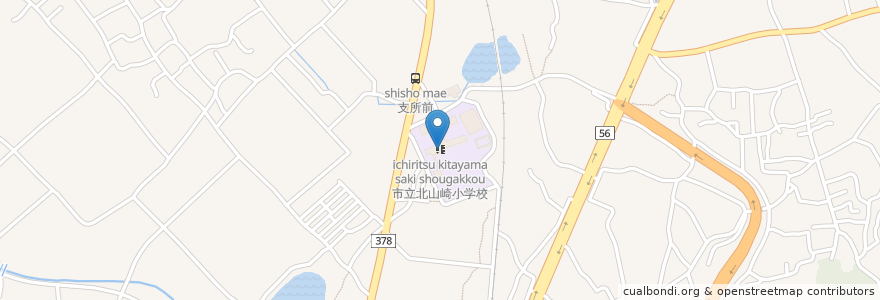 Mapa de ubicacion de 市立北山崎小学校 en Japon, Préfecture D'Ehime, 伊予市.