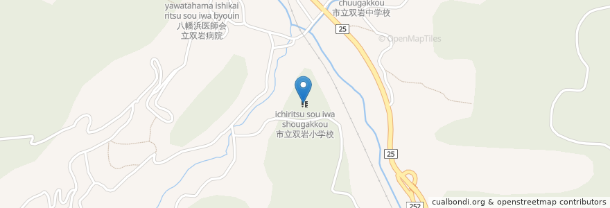 Mapa de ubicacion de 市立双岩小学校 en Japan, Präfektur Ehime, 八幡浜市.