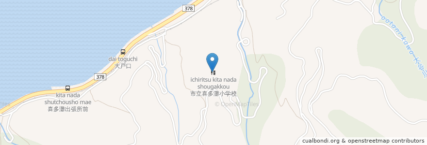 Mapa de ubicacion de 市立喜多灘小学校 en 日本, 愛媛県, 大洲市.