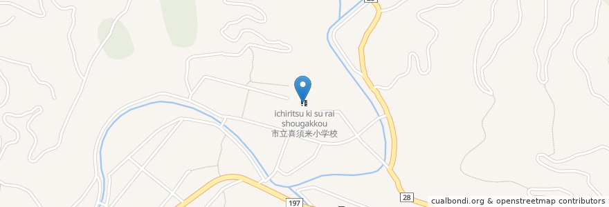 Mapa de ubicacion de 市立喜須来小学校 en ژاپن, 愛媛県, 八幡浜市.