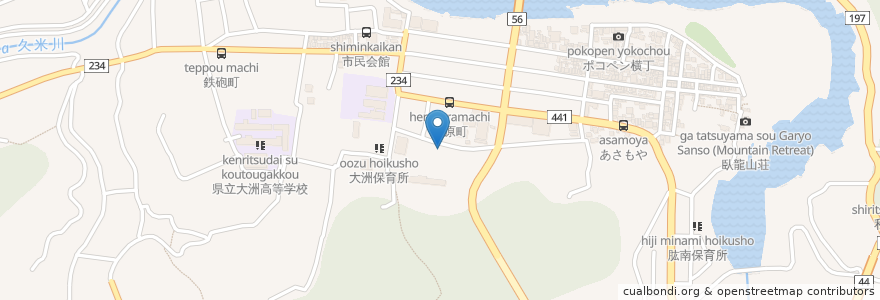 Mapa de ubicacion de 市立大洲南中学校 en Japon, Préfecture D'Ehime, 大洲市.