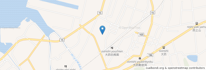 Mapa de ubicacion de 市立大西中学校 en Japón, Prefectura De Ehime, 今治市.