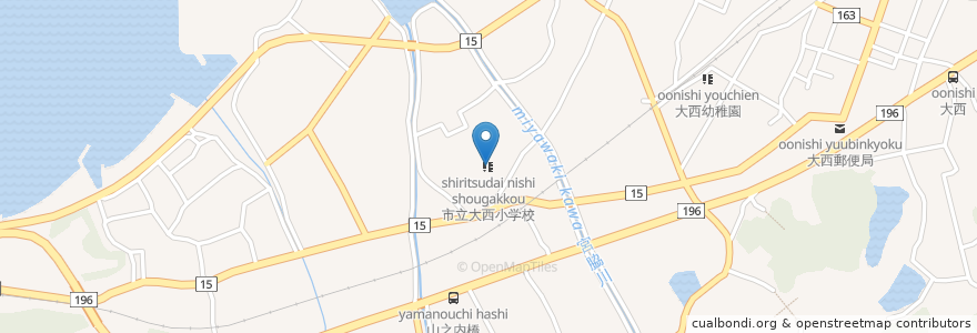 Mapa de ubicacion de 市立大西小学校 en 日本, 爱媛县, 今治市.