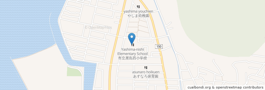 Mapa de ubicacion de 市立屋島西小学校 en Japan, Präfektur Kagawa, 高松市.