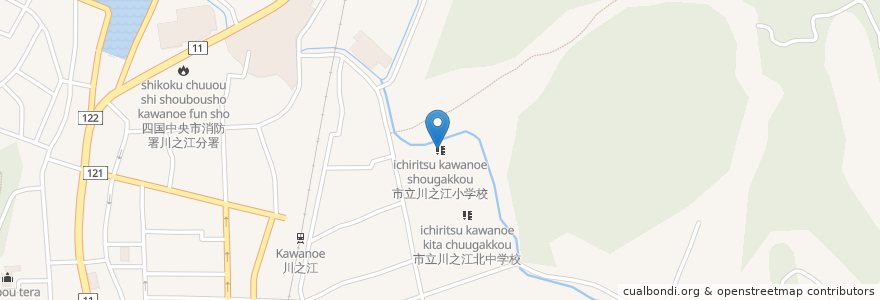 Mapa de ubicacion de 市立川之江小学校 en Giappone, Prefettura Di Ehime, 四国中央市.
