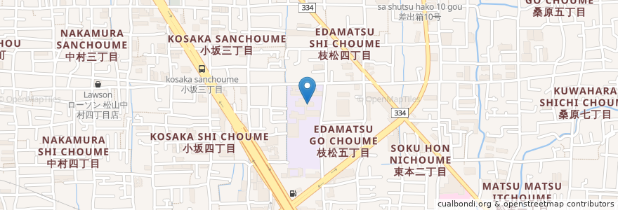 Mapa de ubicacion de 市立拓南中学校 en Japón, Prefectura De Ehime, 松山市.