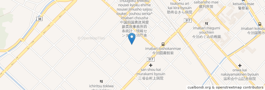 Mapa de ubicacion de 市立日吉中学校 en 日本, 愛媛県, 今治市.