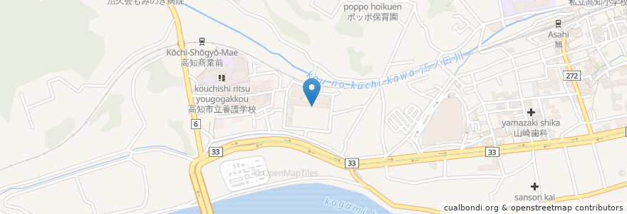 Mapa de ubicacion de 市立旭小学校 en اليابان, كوتشي, كوتشي.