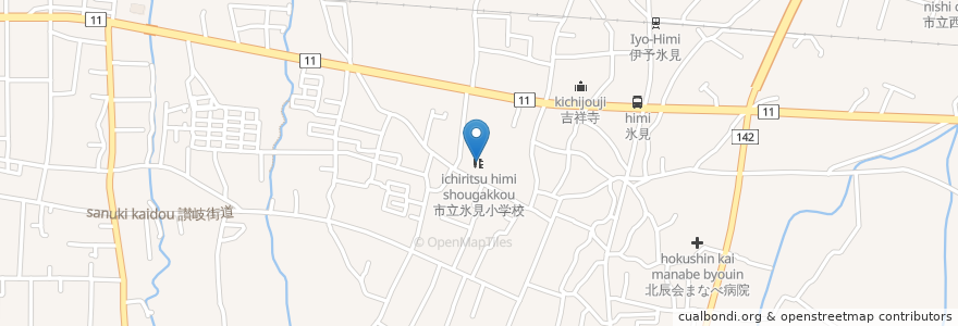 Mapa de ubicacion de 市立氷見小学校 en ژاپن, 愛媛県, 西条市.
