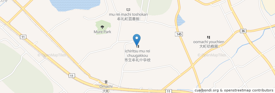 Mapa de ubicacion de 市立牟礼中学校 en اليابان, كاغاوا, 高松市.