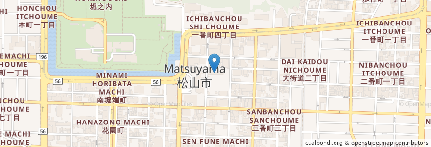 Mapa de ubicacion de 市立番町小学校 en اليابان, 愛媛県, 松山市.