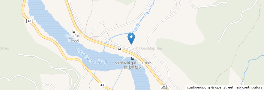 Mapa de ubicacion de 市立白滝小学校 en 日本, 愛媛県, 大洲市.