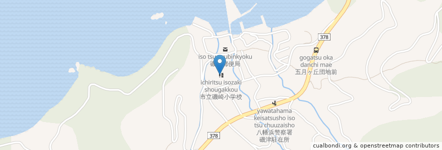 Mapa de ubicacion de 市立磯崎小学校 en Japón, Prefectura De Ehime, 八幡浜市.