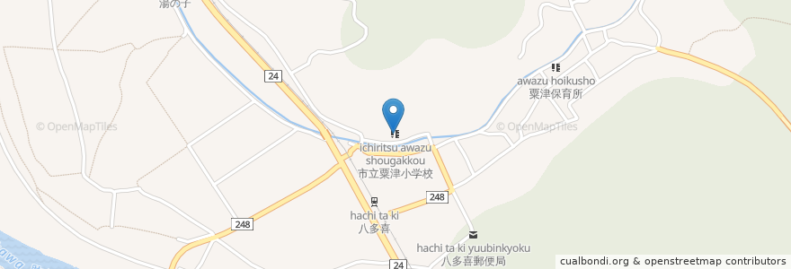 Mapa de ubicacion de 市立粟津小学校 en Giappone, Prefettura Di Ehime, 大洲市.