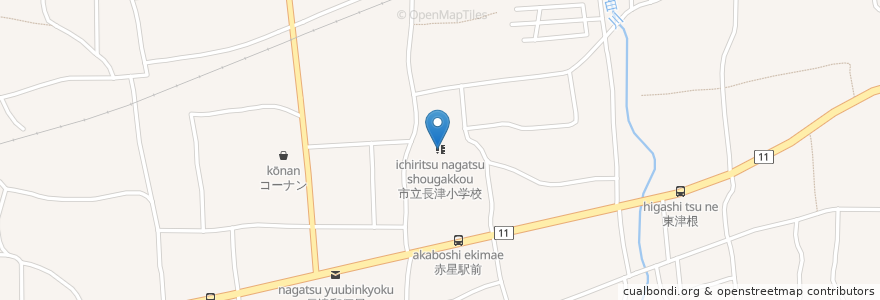 Mapa de ubicacion de 市立長津小学校 en 日本, 愛媛県, 四国中央市.