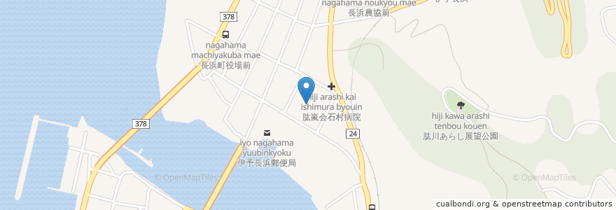 Mapa de ubicacion de 市立長浜小学校 en Japão, 愛媛県, 大洲市.