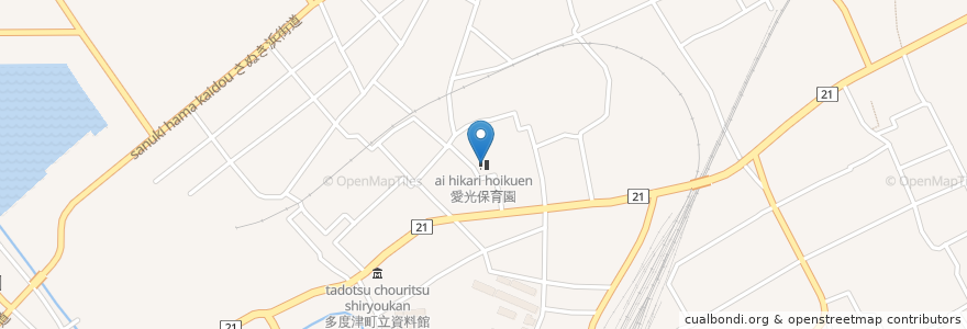 Mapa de ubicacion de 愛光保育園 en Japão, 香川県, 仲多度郡, 多度津町.