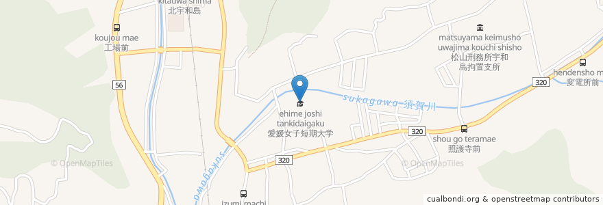 Mapa de ubicacion de 愛媛女子短期大学附属幼稚園 en 日本, 爱媛县, 宇和岛市.