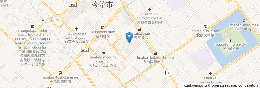Mapa de ubicacion de 愛媛県今治地方局 en Japón, Prefectura De Ehime, 今治市.