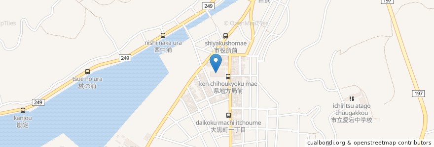 Mapa de ubicacion de 愛媛県八幡浜地方局 en Japonya, 愛媛県, 八幡浜市.