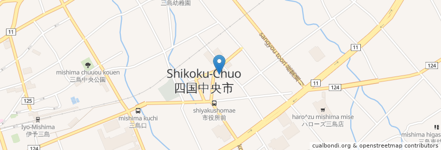 Mapa de ubicacion de 愛媛県四国中央保健所 en 日本, 愛媛県, 四国中央市.