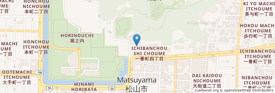 Mapa de ubicacion de 愛媛県庁内郵便局 en Japan, 愛媛県, 松山市.