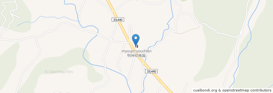 Mapa de ubicacion de 明神幼稚園 en 日本, 爱媛县, 上浮穴郡, 久万高原町.
