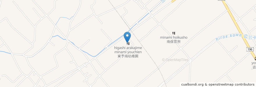 Mapa de ubicacion de 東予南幼稚園 en Japon, Préfecture D'Ehime, 西条市.