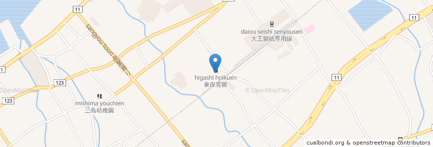 Mapa de ubicacion de 東保育園 en 일본, 에히메현, 四国中央市.