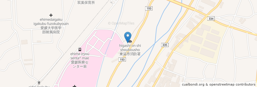 Mapa de ubicacion de 東温市消防本部 en Japonya, 愛媛県, 東温市.