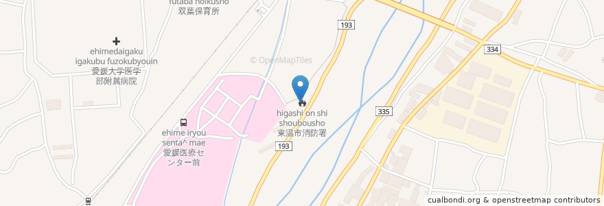 Mapa de ubicacion de 東温市消防署 en Japonya, 愛媛県, 東温市.