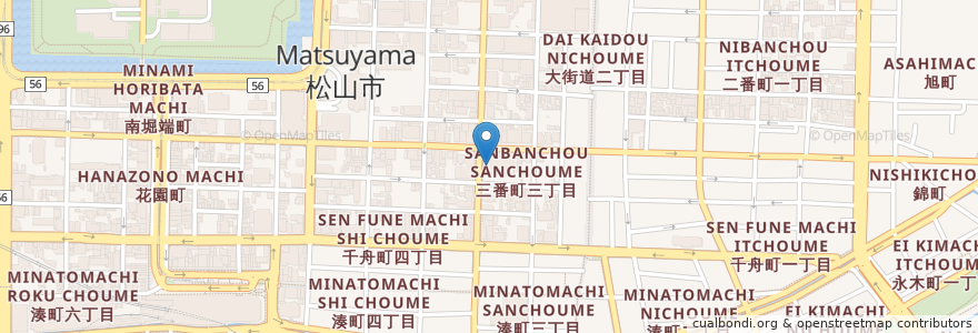 Mapa de ubicacion de 松山中央郵便局 en اليابان, 愛媛県, 松山市.