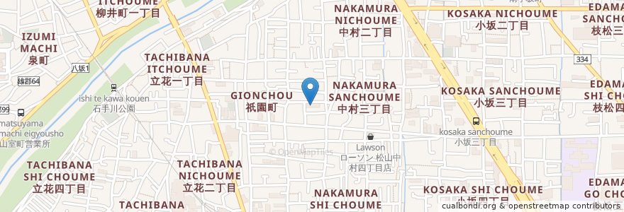 Mapa de ubicacion de 松山保育園 en Jepun, 愛媛県, 松山市.