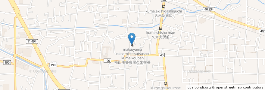 Mapa de ubicacion de 松山南警察署久米交番 en ژاپن, 愛媛県, 松山市.