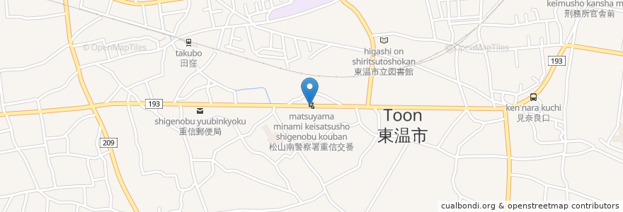 Mapa de ubicacion de 松山南警察署重信交番 en Japan, Ehime Prefecture, Toon.