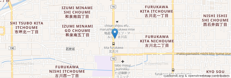 Mapa de ubicacion de 松山古川郵便局 en 日本, 愛媛県, 松山市.