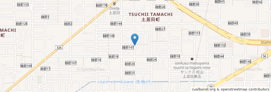 Mapa de ubicacion de 松山土居田郵便局 en Jepun, 愛媛県, 松山市.