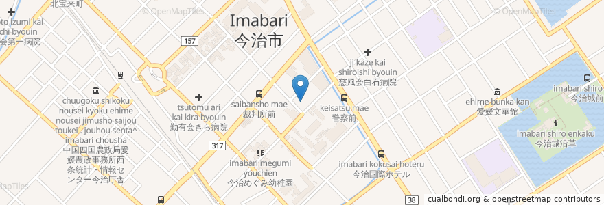 Mapa de ubicacion de 松山地方検察庁今治区検察庁 en اليابان, 愛媛県, إيمباري.