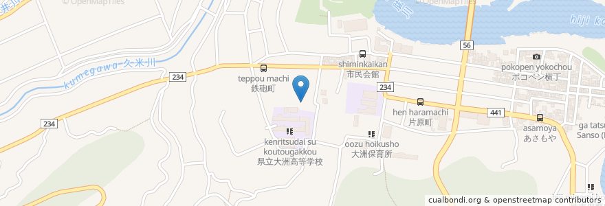 Mapa de ubicacion de 松山地方検察庁大洲区検察庁 en 日本, 愛媛県, 大洲市.