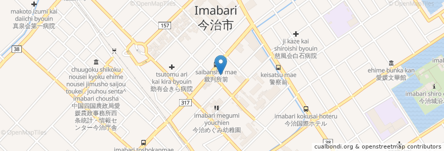 Mapa de ubicacion de 松山地方裁判所今治簡易裁判所 en اليابان, 愛媛県, إيمباري.